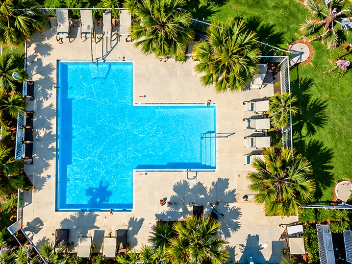 Aerial view of the heated pool