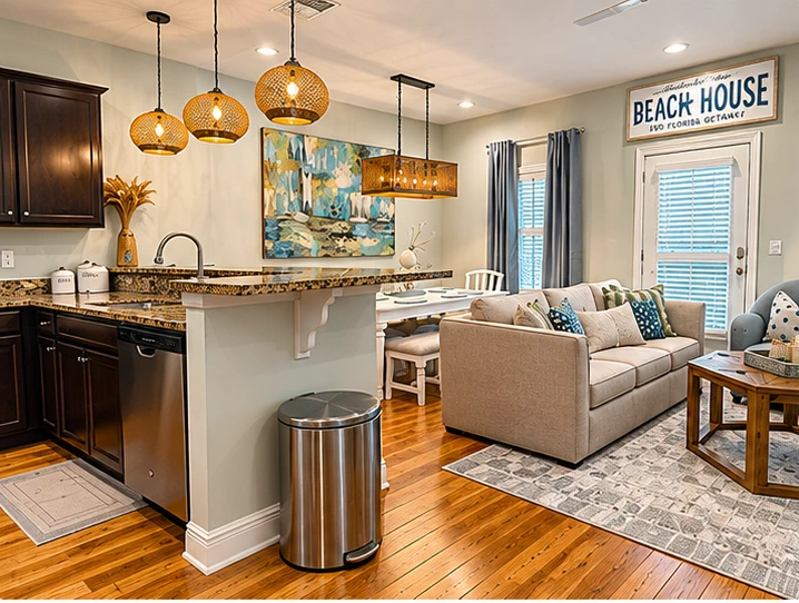 Open concept living room and kitchen